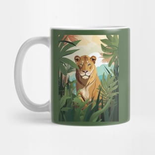 Female Lion In The Jungle Mug